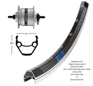 Fahrradteile kaufen: Roues XLC Vorderrad 26" + 28" mit Nabendynamo Nouveau